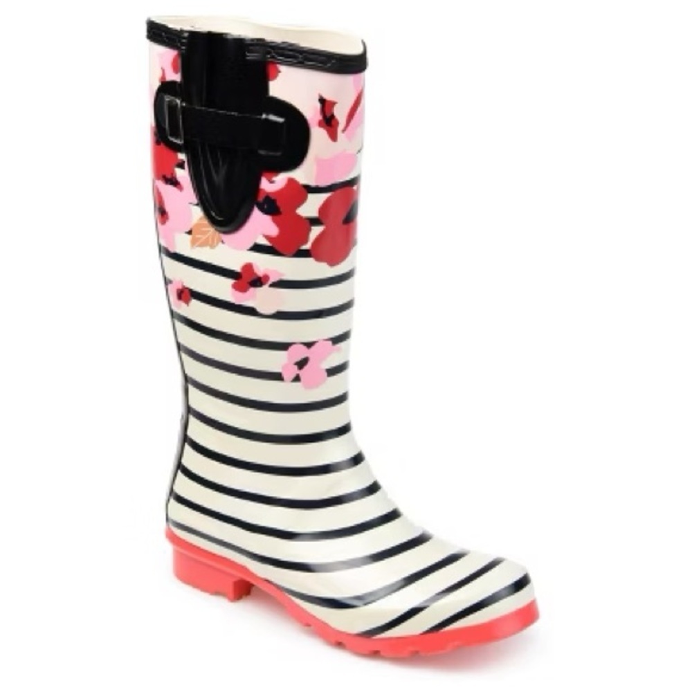 Black + White Striped & Floral Garden or Rain Boots - Fun, Bold & Weather-Ready! - Picture 2 of 12